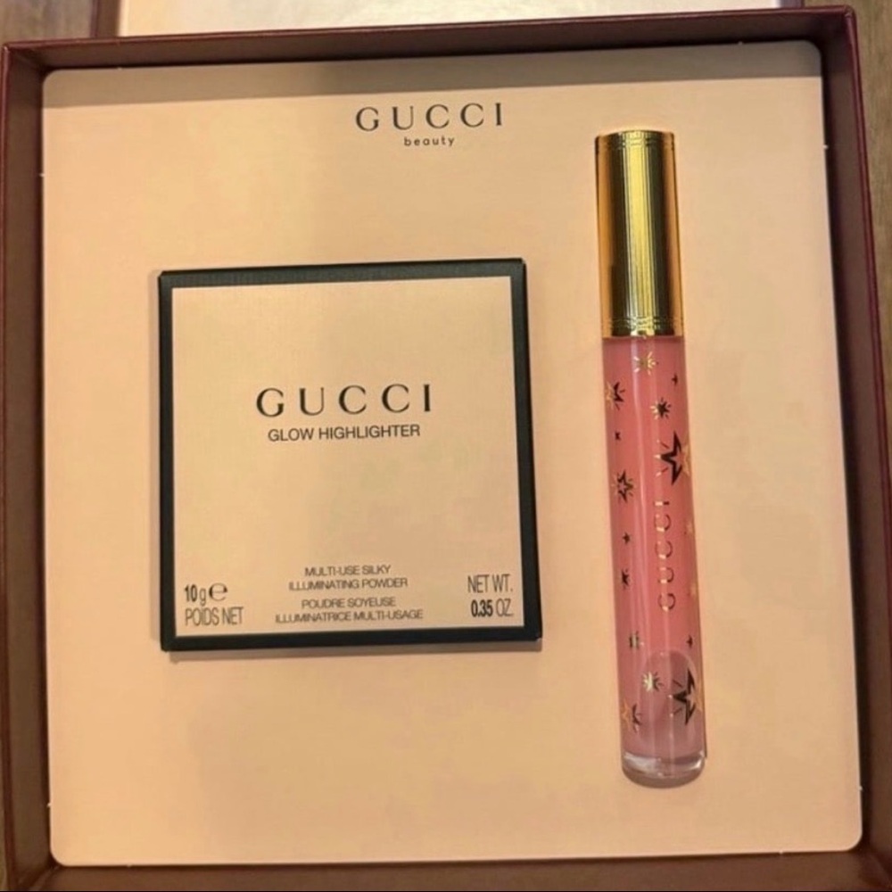 Gucci Beauty Glow Highlighter and Starry Pink Lip Gloss